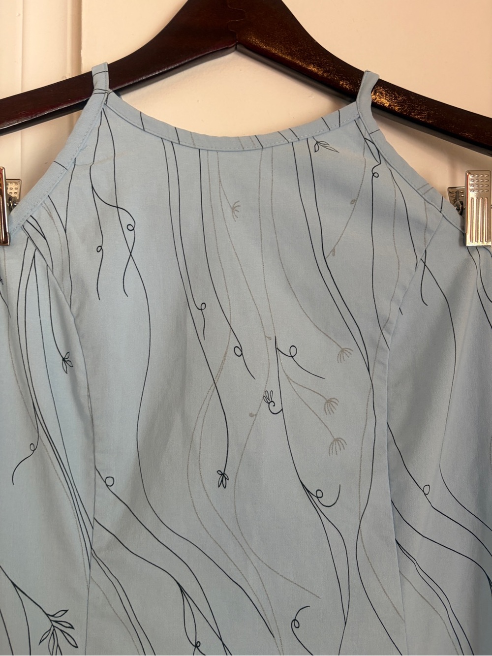 Vintage Light Blue Floral Women's mini Dress - Picture 6 of 16
